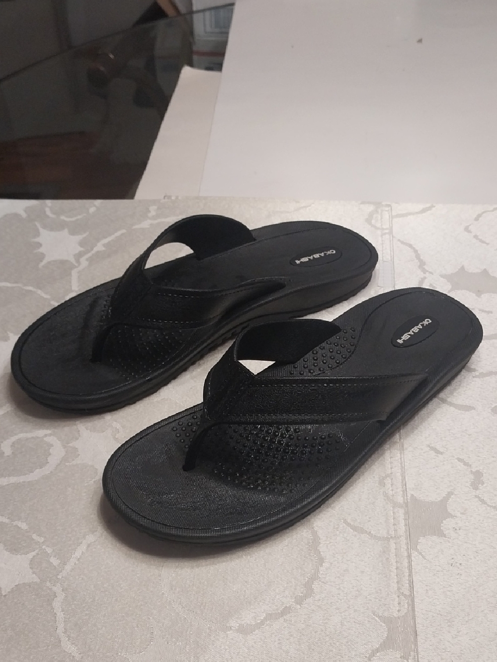 Okabashi Men's Mariner Flip Flop Sandals Size XL Black Comfort Arch Support